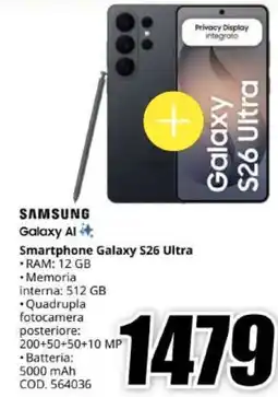 MediaWorld Samsung Galaxy S26 Ultra offerta