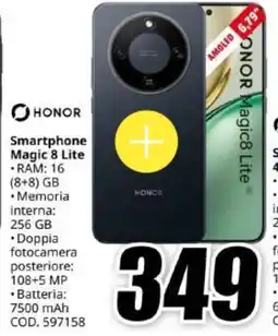 MediaWorld Honor Smartphone Magic 8 Lite offerta
