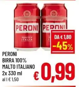 A&O Peroni birra 100% malto italiano offerta