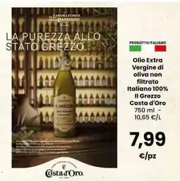 Interspar Olio Extra Vergine di oliva non filtrato Italiano 100% Il Grezzo Costa d'Oro offerta