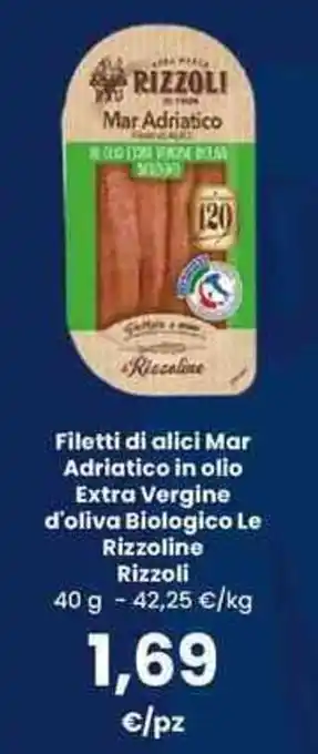 Filetti di alici Mar Adriatico in olio Extra Vergine d'oliva Biologico Le Rizzoline Rizzoli