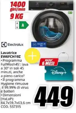 MediaWorld Lavatrice Electrolux offerta