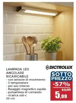 Happy Casa Lampada LED angolare ricaricabile Dictrolux offerta