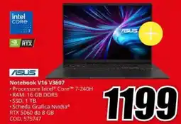 MediaWorld Asus Notebook V16 V3607 offerta