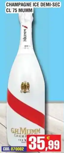 Immenso Cash Champagne ice demi-sec Mumm offerta