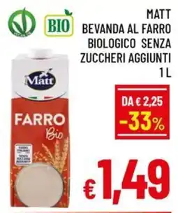 A&O Matt bevanda al farro biologico senza zuccheri aggiunti offerta