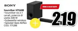 MediaWorld Sony Soundbar HTS400 offerta