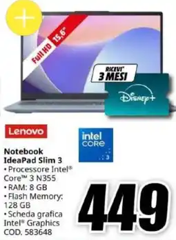 MediaWorld Lenovo Notebook IdeaPad Slim 3 offerta