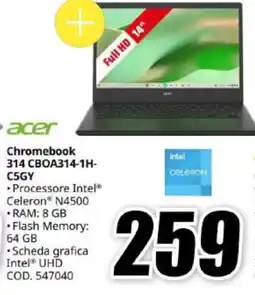 MediaWorld Acer Chromebook 314 CBOA314-1H-C5GY offerta