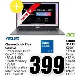 MediaWorld Asus Chromebook Plus CX3402 offerta