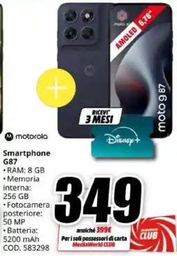 MediaWorld Smartphone moto g87 offerta