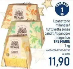 Talento Professional Store Il panettone milanese/tuttuvetta senza canditi/Il pandoro magnifico Tre Marie offerta