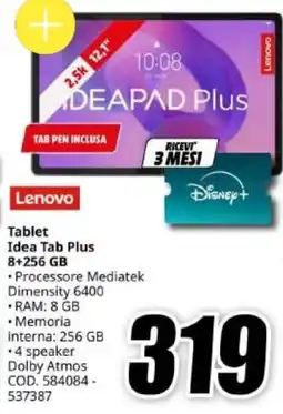 MediaWorld Lenovo Tablet Idea Tab Plus offerta