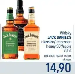 Talento Professional Store Whisky Jack Daniel's classico/tennessee honey/apple offerta