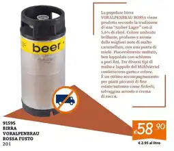 Zona Birra Voralpenbrau Rossa Fusto offerta