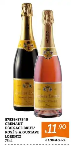 Zona Cremant d'Alsace Brut/ Rosé S.A. Gustave Lorentz offerta