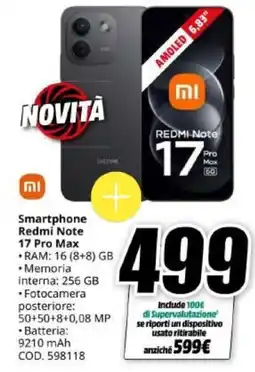 MediaWorld Smartphone Redmi Note 17 Pro Max offerta