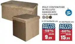 Happy Casa Pouf contenitore in velluto damascato offerta