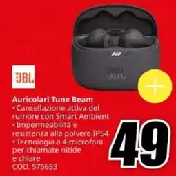 MediaWorld JBL Auricolari Tune Beam offerta