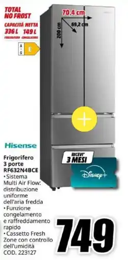 MediaWorld Frigorifero 3 porte Hisense offerta