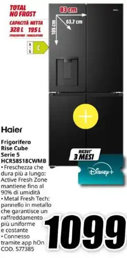 MediaWorld Haier Frigorifero Rise Cube Serie 5 offerta