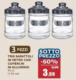 Happy Casa Tris barattoli in vetro con coperchi in alluminio offerta