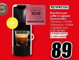 MediaWorld Nespresso Macchina per caffè in capsule Essenza Mini offerta