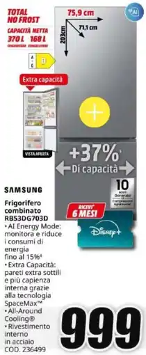 MediaWorld Samsung Frigorifero combinato RB53DG703D offerta