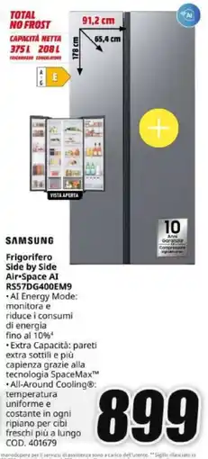 MediaWorld Samsung Frigorifero Side by Side Air-Space AI offerta