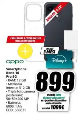 MediaWorld Oppo Smartphone Reno 16 Pro 5G offerta