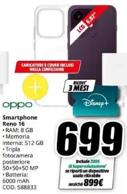 MediaWorld Oppo Smartphone Reno 16 offerta