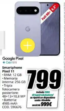 MediaWorld Google Pixel Pixel 11 offerta