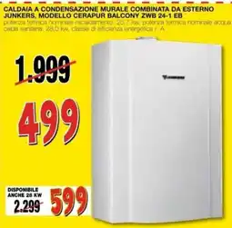 Mondo Brico Caldaia a condensazione murale combinata da esterno Junkers, modello Cerapur Balcony ZWB 24-1 EB offerta