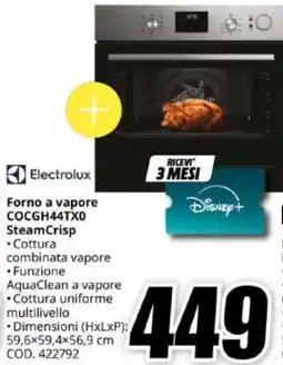 MediaWorld Forno a vapore Electrolux offerta