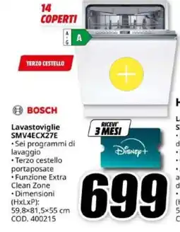MediaWorld Lavastoviglie Bosch SMV4ECX27E offerta