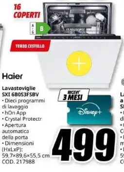 MediaWorld Haier Lavastoviglie SXI 6B0S3FSBV offerta