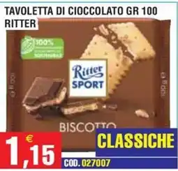 Immenso Cash Tavoletta di cioccolato Ritter Sport biscotto classiche offerta
