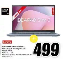 MediaWorld Lenovo Notebook IdeaPad Slim 3 offerta