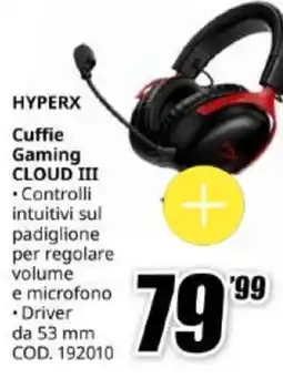 MediaWorld Hyperx cuffie gaming cloud iii offerta