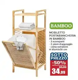 Happy Casa Mobiletto portabiancheria in bamboo offerta