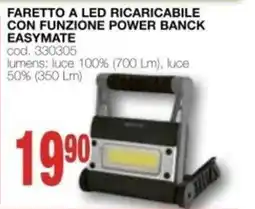 Mondo Brico Faretto a led ricaricabile con funzione power bank easymate offerta