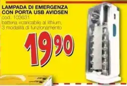 Mondo Brico Lampada di emergenza con porta usb Avidsen offerta