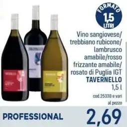 Talento Professional Store Vino sangiovese/trebbiano rubicone/lambrusco amabile/rosso frizzante amabile/rosato di Puglia IGT Tavernello offerta