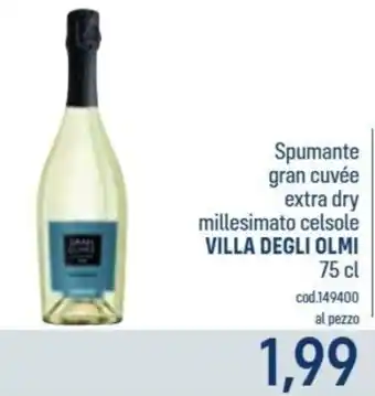 Talento Professional Store Spumante gran cuvée extra dry millesimato celsole Villa degli Olmi offerta
