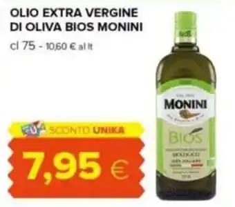 Olio extra vergine di oliva bios monini