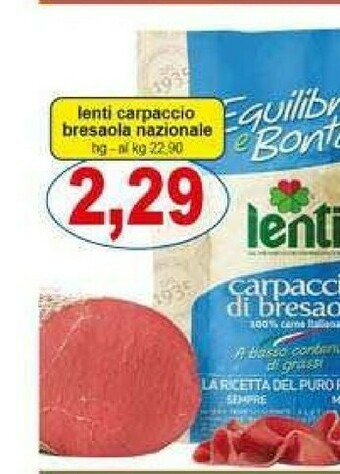 Pewex Lenti carpaccio bresaola nazionale offerta