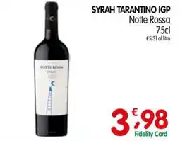 D'Ambros Syrah Tarantino IGP Notte Rossa offerta