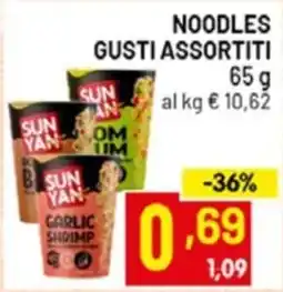 Centro Commerciale Discount Noodles gusti assortiti Sun Yan offerta