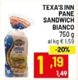 Centro Commerciale Discount Texa's Inn pane sandwich bianco offerta