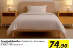 Hobby e Legno Comodino Brigest Pop. Con cassetto, colore senape. offerta